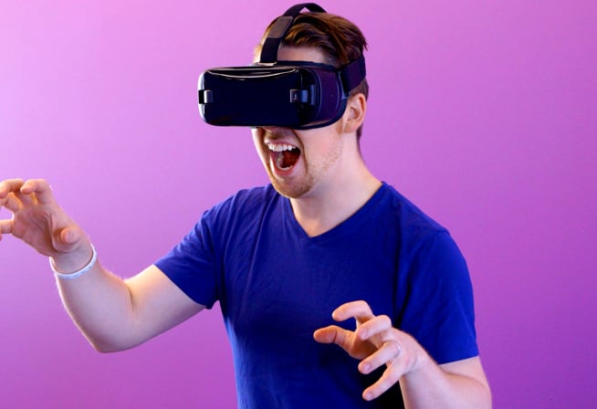 Man with digital glasses